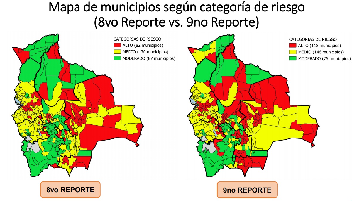 Lee más sobre el artículo Bolivia suma 36 municipios a los de riesgo alto y llega a 118 en esa situación