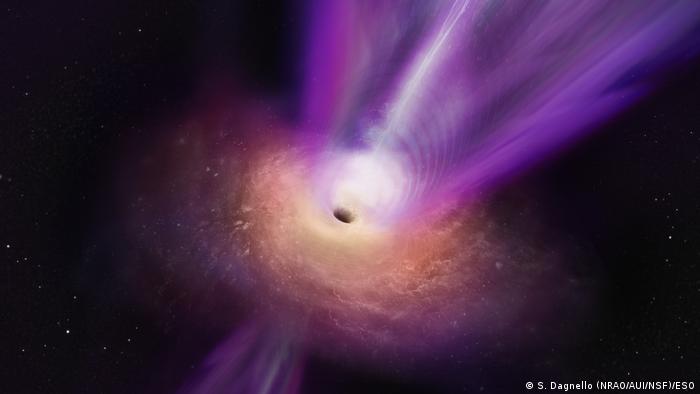 Lee más sobre el artículo Histórica primera imagen directa de un agujero negro emitiendo un potente chorro